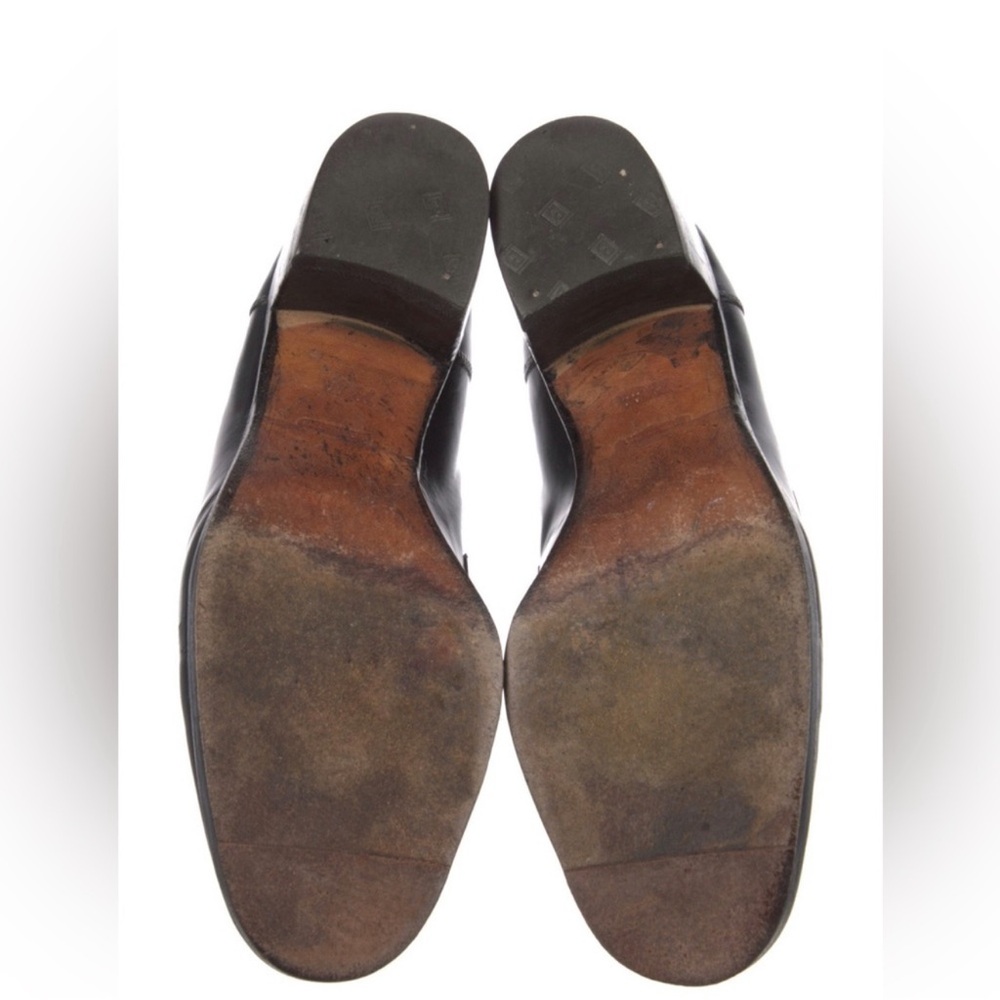 Gucci Black Leather Mid Heel Horsebit Loafers - Picture 4 of 6